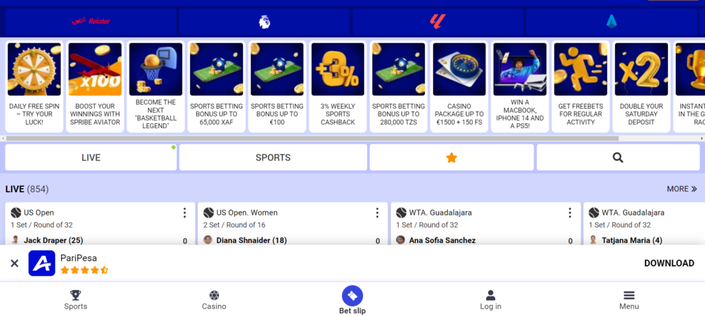 Mobile version of the PariPesa website Mobile version of the PariPesa website
