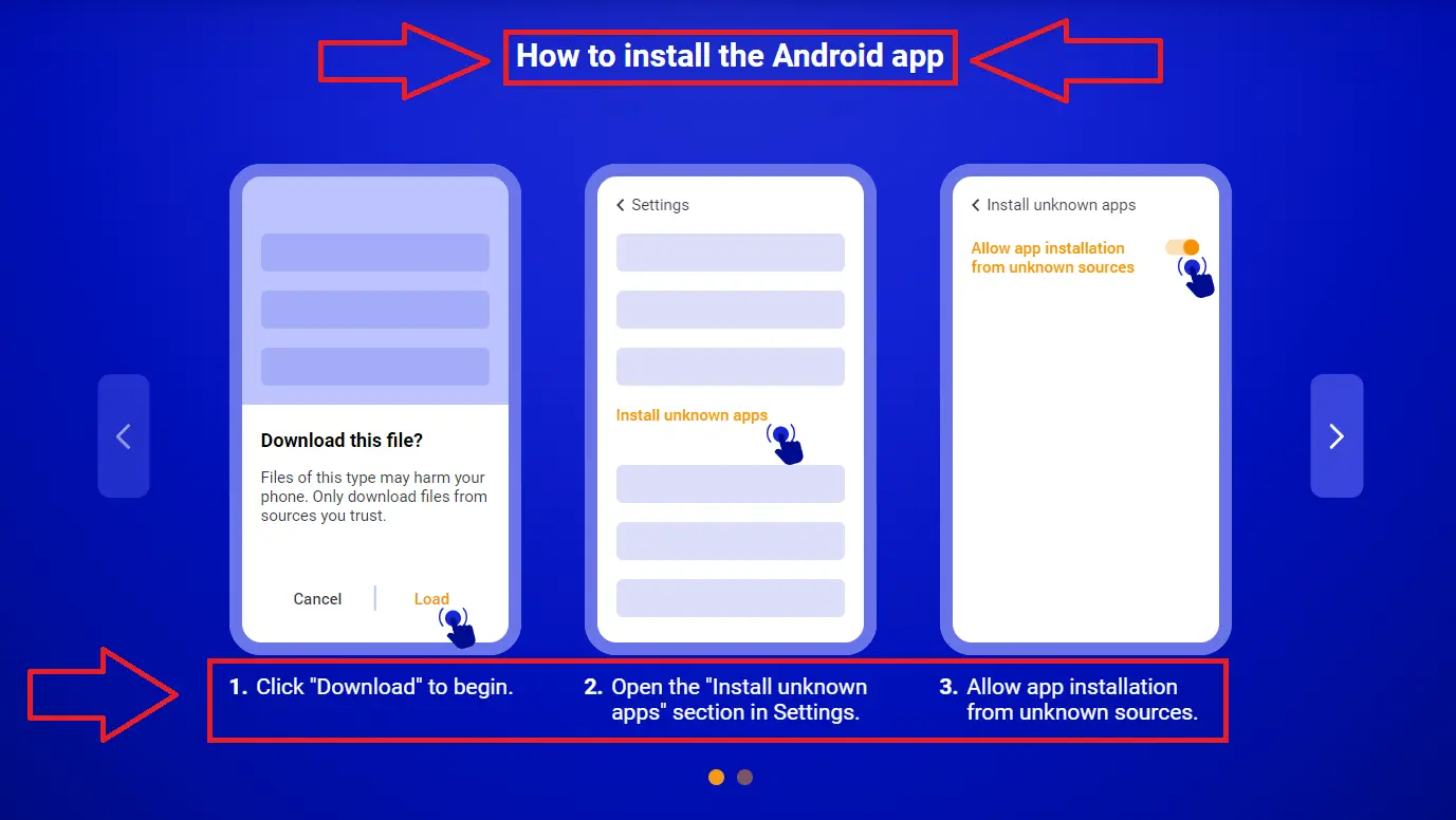 Rules for downloading the application for Android Rules for downloading the application for Android